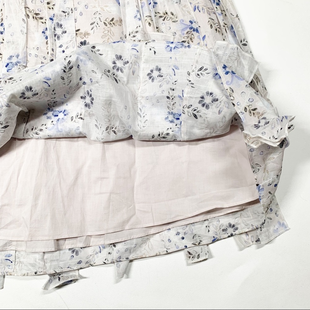 AJE Dellal Midi Skirt Wildflower Floral Print Size US 2 XS (AU 6) White Blue - Picture 3 of 12